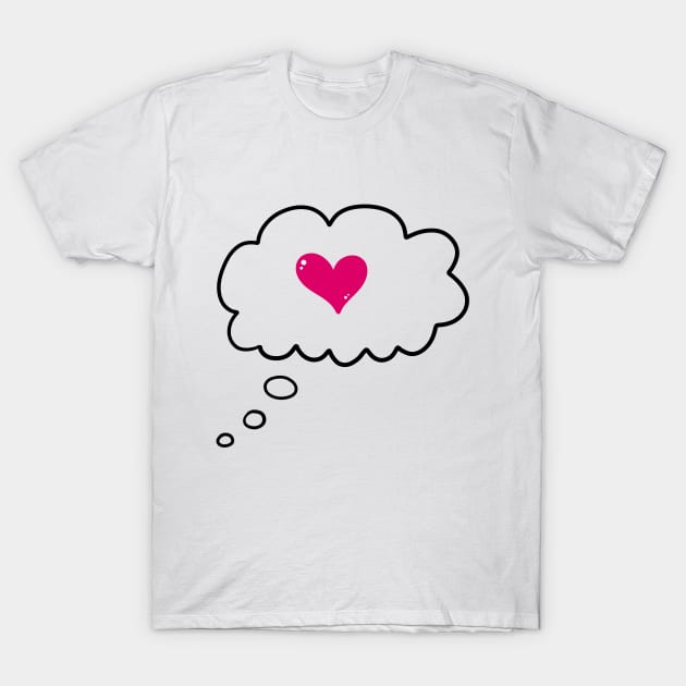 Heart Thought Bubble T-Shirt by Whoopsidoodle